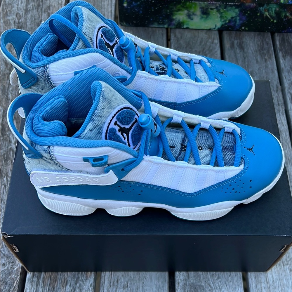 Kids Blue and White Jordan Shoes